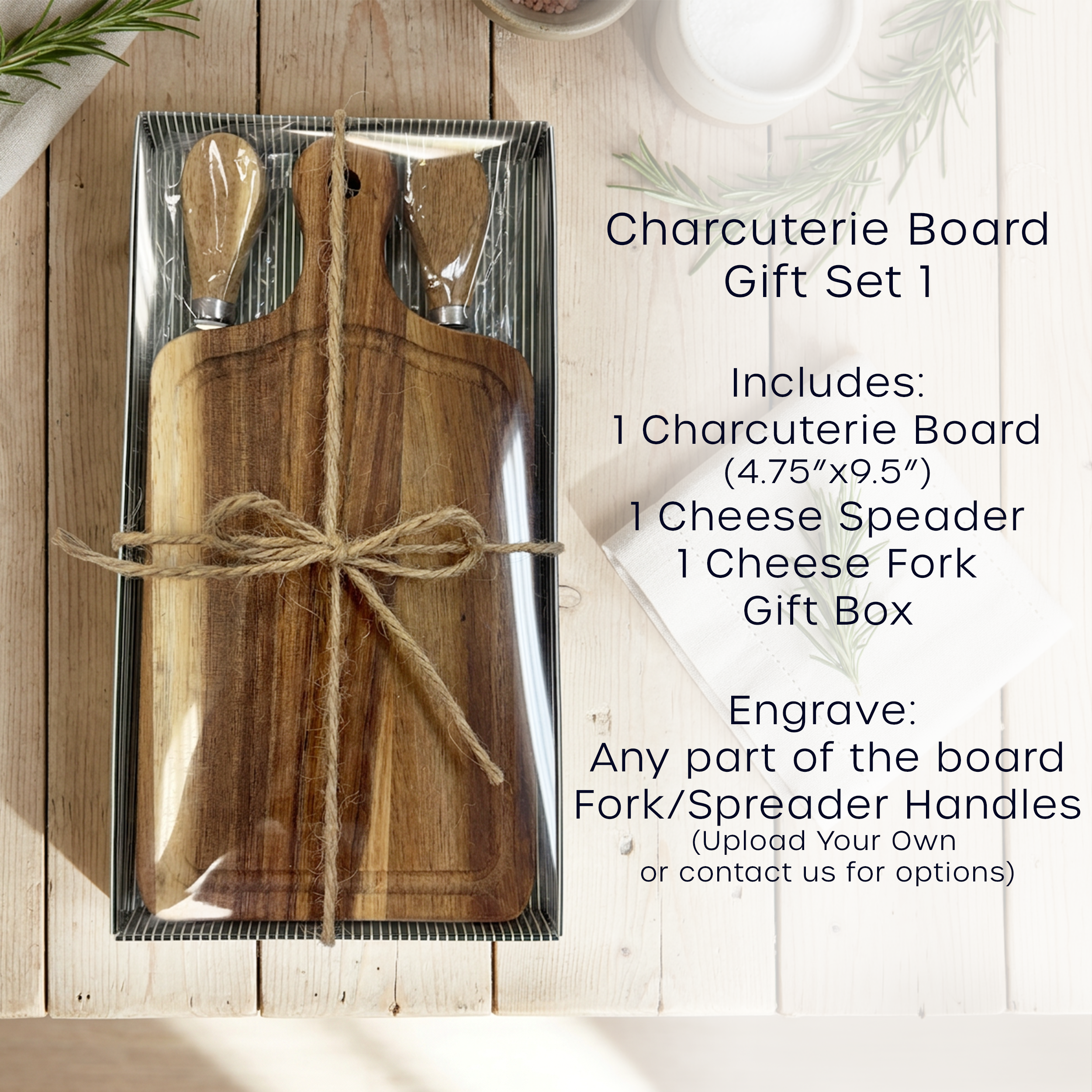 Personalized Charcuterie Board Gift Set