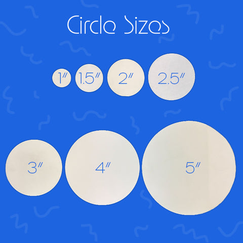 Illustration of circle sizes with measurements on a blue background