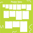 Chart of various poster sizes on a green background
