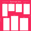 Chart showing various rectangle sizes measured in inches on a pink background