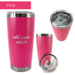 Pink insulated tumbler from 3 angles on a white background