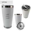 White insulated tumbler from 3 different angles on a white background