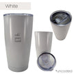 White insulated tumbler from 3 different angles on a white background