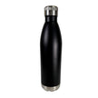 Black insulated bottle with silver cap on a white background