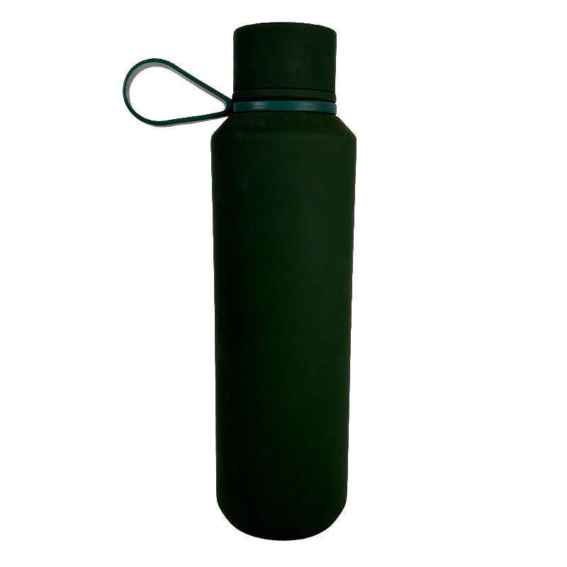green water bottle with a green handle on a white background