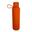 Orange water bottle with a cap on a white background
