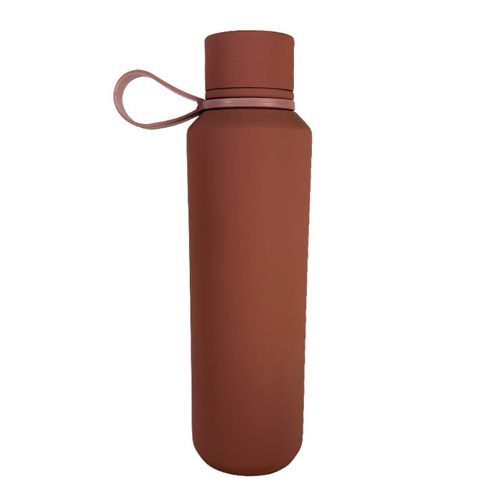 Brown water bottle with a handle on a white background