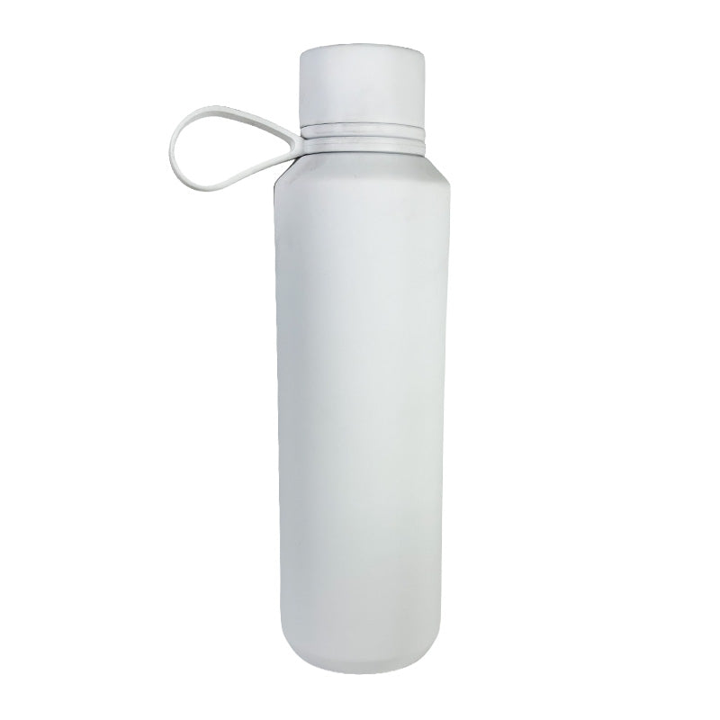 White water bottle with a strap on a white background