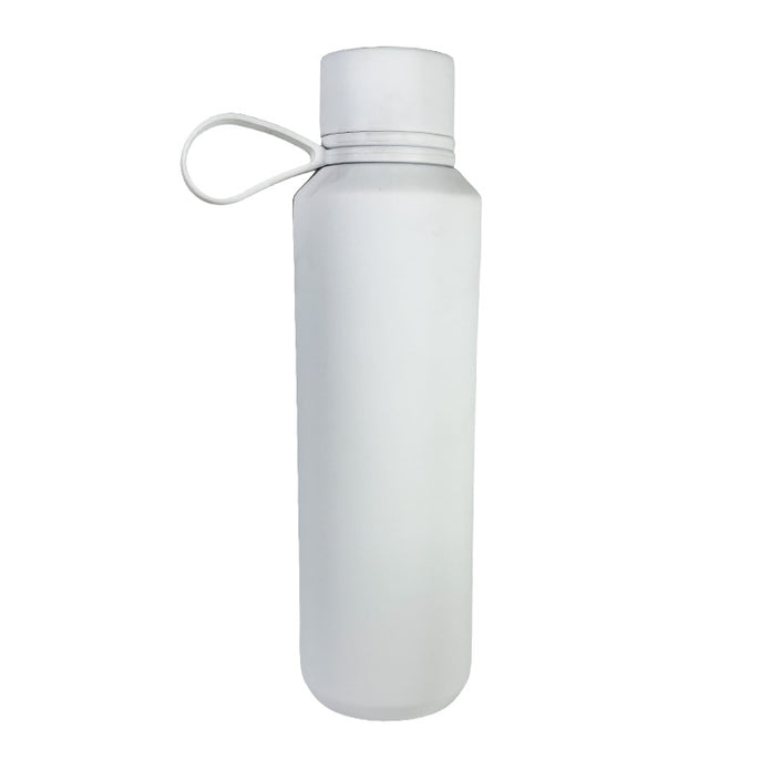 White water bottle with a strap on a white background