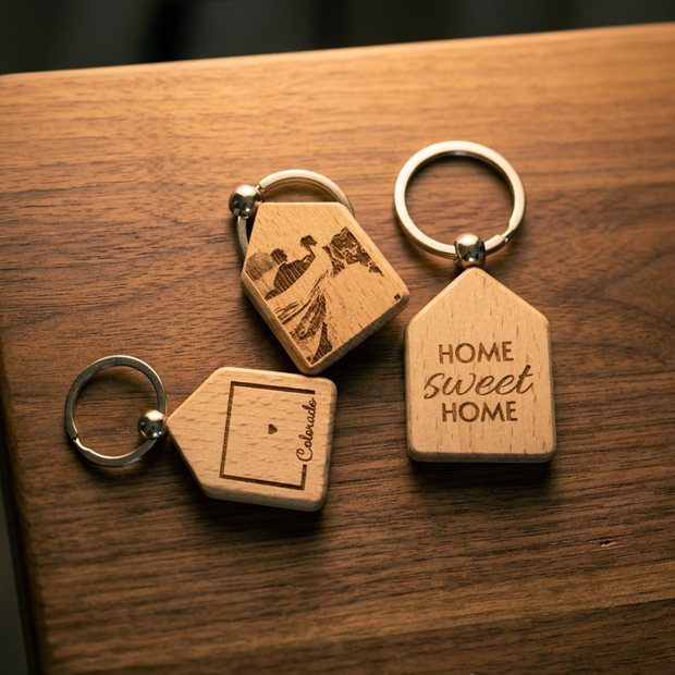 Custom Engraved Wood Keychain