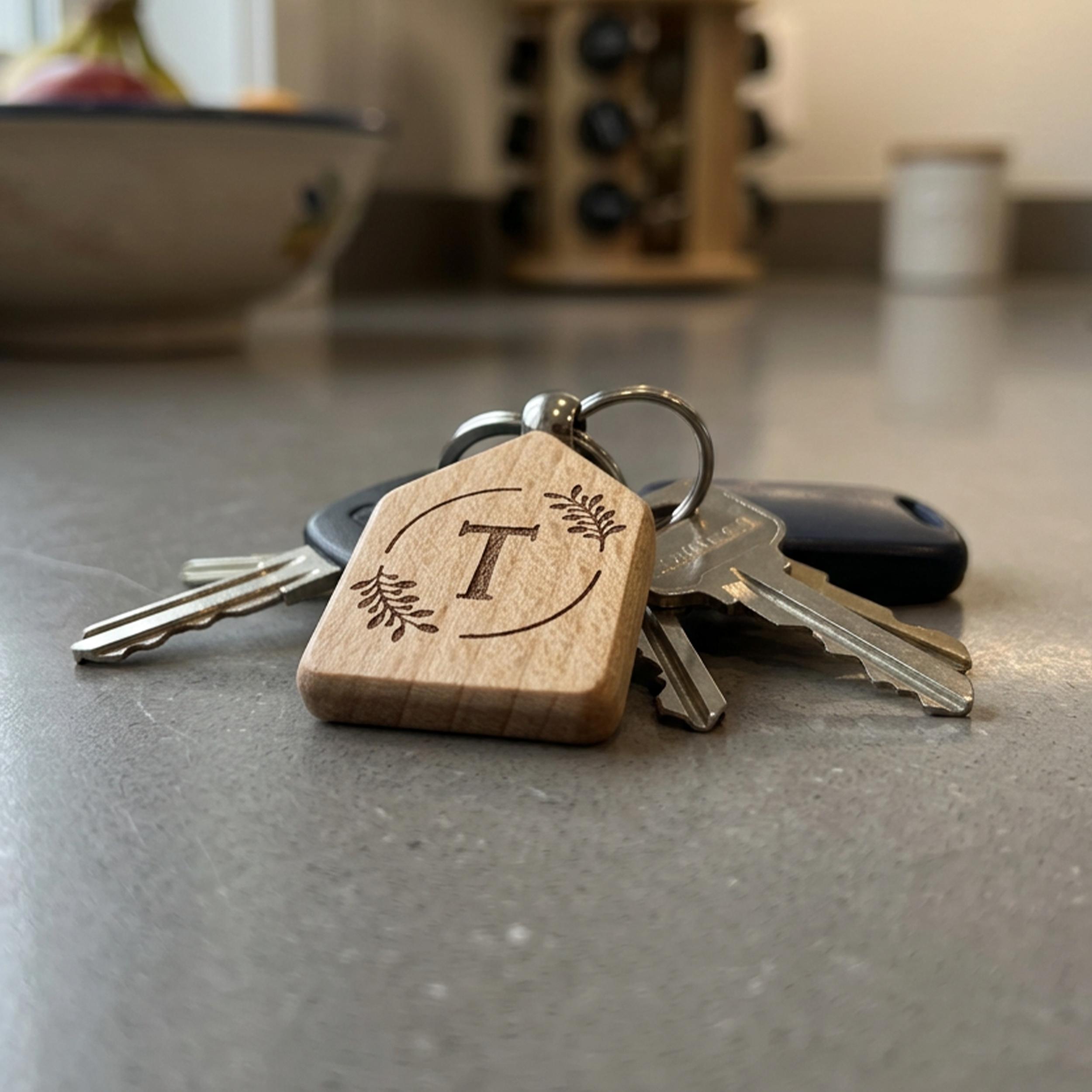 Custom Engraved Wood Keychain